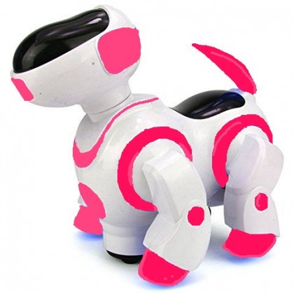 Robo Dancing Dog Battery Operated Kid’s Bump and Go Toy w/ Wagging Head, Legs, & Tail, Fun Flashing Lights, Sounds